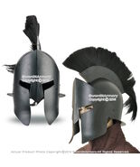 Wearable Steel Greek Spartan King Crested Helmet in Black Finish LARP with Liner - $89.08