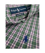 Polo Ralph Lauren Men Shirt Button Up Long Sleeve Green Pink Plaid 17.5 XL - £19.45 GBP
