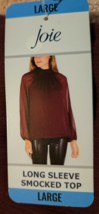 Joie Designer Womens Long Sleeved Smock Top Blouse Large Burgundy Polyes... - $59.35
