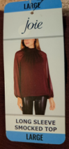 Joie Designer Womens Long Sleeved Smock Top Blouse Large Burgundy Polyes... - £47.33 GBP