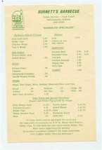 Burnett&#39;s Barbecue Menu Union Station Food Court Indianapolis Indiana 1990&#39;s - £13.98 GBP