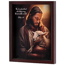 Lamb Of God Shadow Box Framed Wall Art With John 1:29 - £23.77 GBP