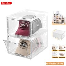 Elegant Stackable Hat Organizer Box - Holds 20 Hats, Magnetic Closure, 2... - $39.55
