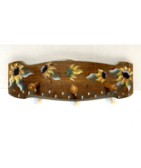 Vintage Hand Painted Sunflowers Ladybugs Curved Wood Peg Wall Hanging 14... - £18.40 GBP