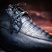 Merida Caiman and Lizard Dress Derby's Tasseled Laces Shoes Navy image 10