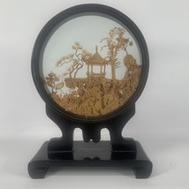 Chinese Hand Carved Cork Glass Enclosed Diorama Art Sculpture Cranes 3-D - £27.71 GBP