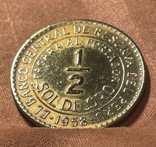 Peru 1958 1/2 Sol MA almost uncirculated-just beautiful design - £16.74 GBP