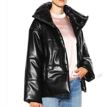 Woman puffer leather jacket lambskin designer ladies puffer leather jacket #37 - £187.63 GBP