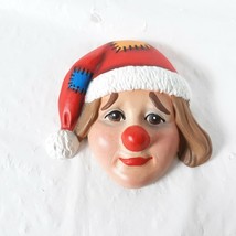 Clown Santa Small Head Figurine Holiday Christmas - £15.82 GBP