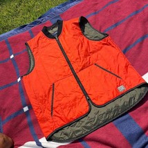 Structure brand quilted orange full zip up vest with pockets Mens size m... - $55.00