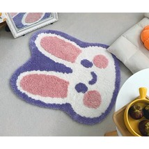 Cute Bunny Rabbit rug, purple white rug, Cartoon Fluffy rugs, kids bedroom  - £92.79 GBP
