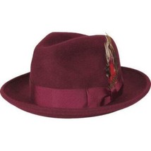 Men's Milani Wool Fedora Hat Soft Crushable Lined FD219 Burgundy image 3