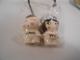 Ceramic Dolls Boy and Girl Thank You  2&quot; Figurines - £7.56 GBP