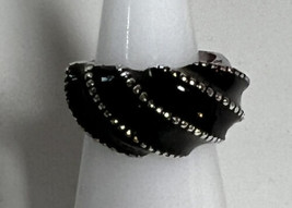 Jewelry Ring HGE Silver Plated Pinkie Ring  S 4.5 Black  Riveted Silver ... - $5.00