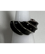 Jewelry Ring HGE Silver Plated Pinkie Ring  S 4.5 Black  Riveted Silver ... - £3.93 GBP
