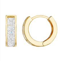 ADIRFINE 14K Solid Gold Square Cubic Zirconia Huggie Hoop Earrings - $86.39+