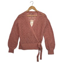 New Esqualo Sweater Womens Small Pink Blush Wrap Open Knit Wool Alpaca Boho - €34,63 EUR