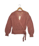 New Esqualo Sweater Womens Small Pink Blush Wrap Open Knit Wool Alpaca Boho - $54.14 CAD
