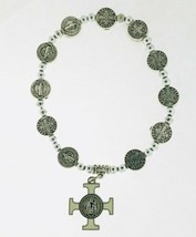 Saint St Benedict Medal Cross Crucifix Rosary Bracelet Pulsera De San Benito - £9.58 GBP