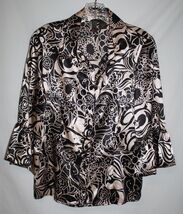 Serenade New York Petite LARGE Black Blouse Gold Silky Floral Poet Bell ... - $10.73 Serenade New York Petite LARGE Black Blouse Gold Silky Floral Poet Bell ... - $10.73