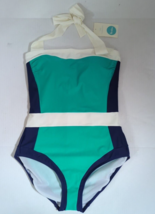 Boden Santorini Haltertop Swimsuit Color Block One Piece Women&#39;s US 8 - New - $53.89