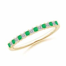ANGARA Emerald and Princess Diamond Semi Eternity Classic Wedding Band i... - £433.28 GBP