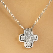 0.15CT Round Natural Diamond Mini Cross Pendant Necklace 14K White Gold Plated - £153.69 GBP