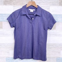 Nike Golf Vintage 90s Y2K Striped Polo Shirt Purple Short Sleeve Womens Medium - £23.67 GBP