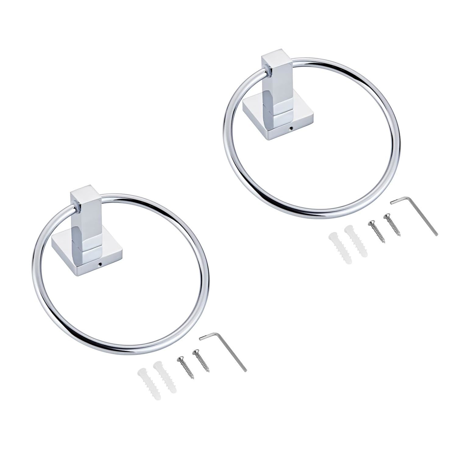 2 Pcs Towel Ring Polished Chrome Round Hand Towel Holder Ring For Bathroom Towel