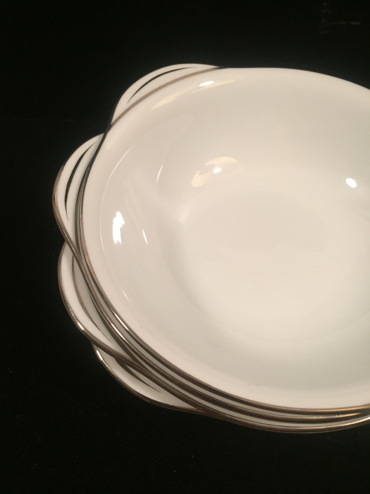  4 Noritake Colony pattern 5932 Lugged cereal bowls - Vintage 50s with platinum  - $50.00