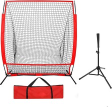 5&#39;  5&#39; Baseball Practice Net W/Bag + Batting Tee Softball Training Hitti... - £71.88 GBP