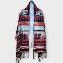APT 9 Southwestern Fringe Trim Hooded Poncho Wrap one size tribal boho A... - £19.02 GBP