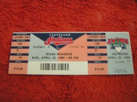MLB 1995 Cleveland Indians Ticket Stub Vs. Texas Rangers 4/23/95 - $3.49