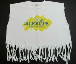 Vintage 90s Tee Royal Caribbean Cruise Womens XL Fringe Half Shirt Ship Shape - £50.35 GBP