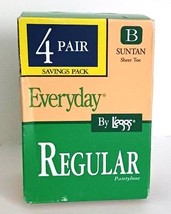 Everyday Pantyhose By L&#39;eggs One Box of 4 Pairs Sz B in Suntan - £10.18 GBP