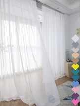 Window White Sheer Curtains 84 Inches Long 2 Panels Clear Curtains Basic Rod - £4.73 GBP