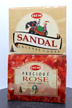 Hem Incense Cones, Sandal, 12 Packs of 10 &amp; Precious Rose, 11 Packs of 10 - £13.50 GBP