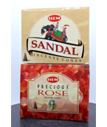 Hem Incense Cones, Sandal, 12 Packs of 10 &amp; Precious Rose, 11 Packs of 10 - £13.52 GBP