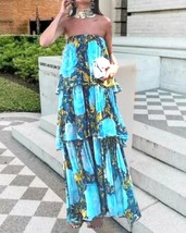 $170  ZARA ZW COLLECTION  SOLDOUT! STRAPLESS AQUA WATERFALL DRESS  M - $2,794.54 MXN