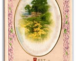 Floral Easter Wishes Silk Applique UNP Unused Embossed DB Postcard H29 - $5.89