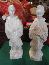 Magnificent Collectible Porcelain Statues Oriental Man And Woman 15.75&quot; - £38.62 GBP