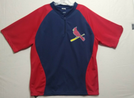 MLB St. Louis Cardinals Mens Quarter Zip Baseball Jersey T-Shirt Jacket XL - £17.37 GBP