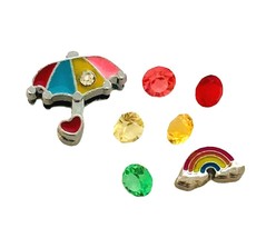 Living Memory Floating Enamel Charms Umbrella Rainbow Rhinestone For Locket - £2.39 GBP