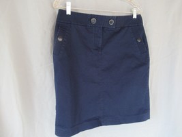 J. Crew skirt straight pencil knee length Size 8 navy blue unlined stretch - £11.67 GBP