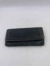 Fossil Black Leather Double Sided Women&#39;s Wallet Snap Closure Markings - £9.54 GBP