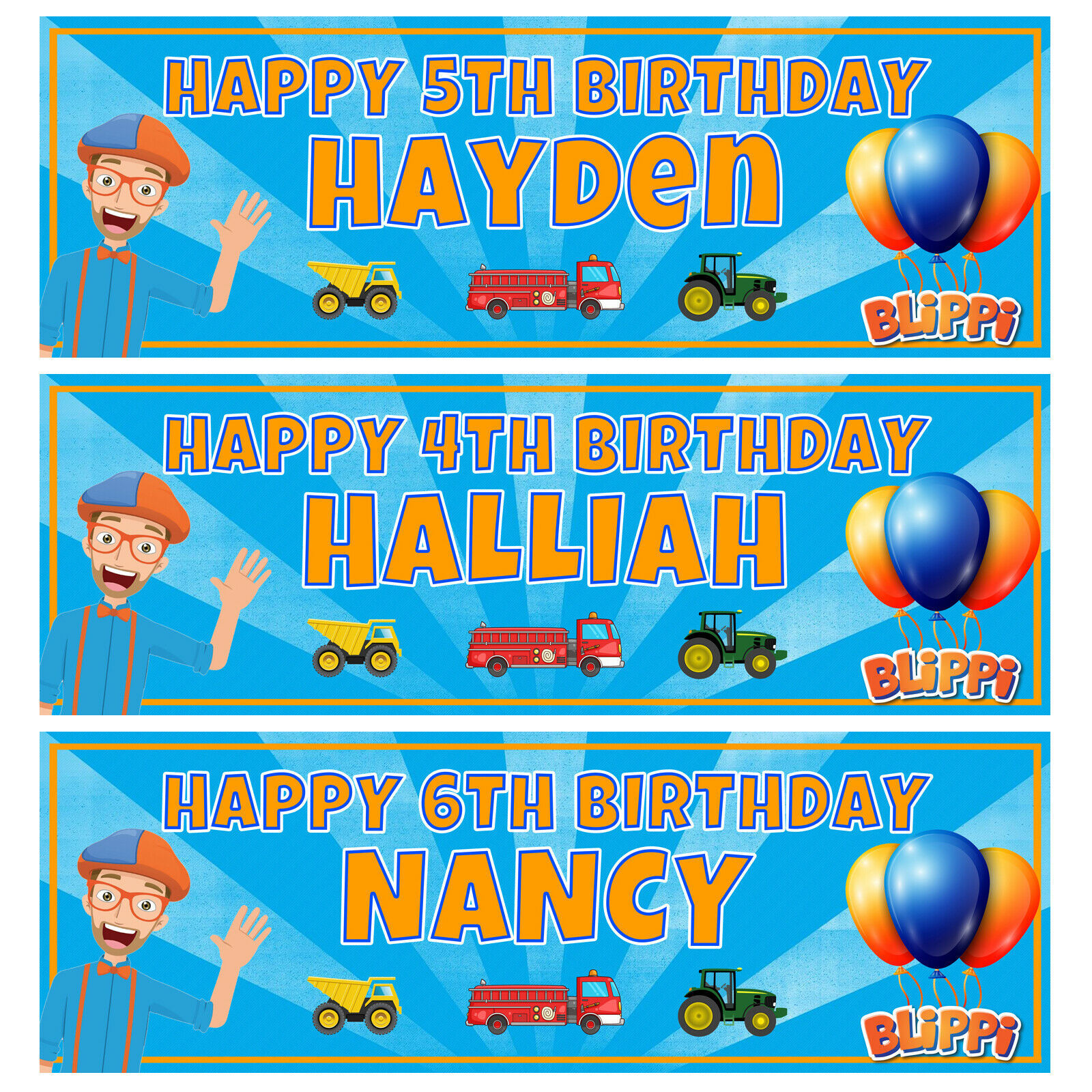 Primary image for BLIPPI Personalised Birthday Banner - Blippi Birthday Party Banner - Blippi Sign