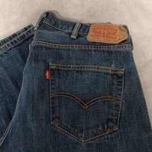 Levi&#39;s 501 Blue Jeans 38x32 Dark Wash Straight Leg Button Fly - $34.95