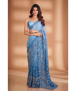 Beautiful Full Embroidery Work Wedding Wear Georgette Saree With Blouse ... - $95.00