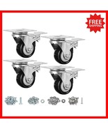 Black PU 2-Inch Caster Wheels - Smooth and Lockable Heavy Duty Set of 4 - $594.47 MXN