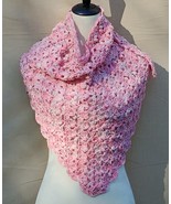 Women Shawl Wrap Sweater Crochet Hand craft Unique One of a kind Pink - $45.00